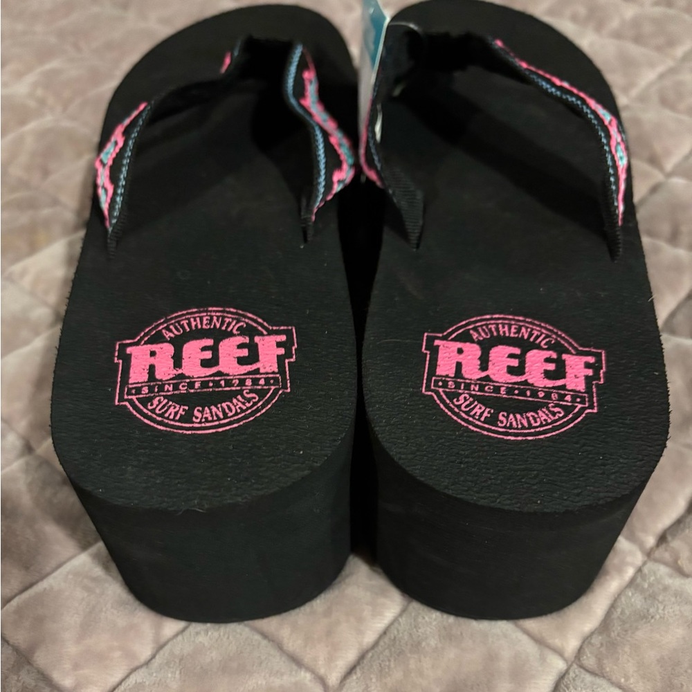 Reef Black Sandals with Pink and Blue Accents - Picture 3 of 4